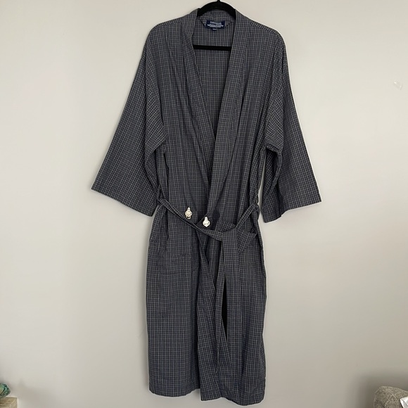 Imperial Classic Mens Checkered Belted Robe Size OSFM - Picture 2 of 11